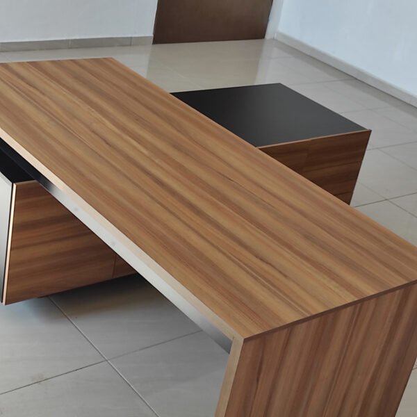 Escritorio ejecutivo moderno minimalista, en paquete, con su librero, Modelo L025-A