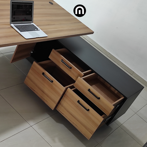 Escritorio moderno y minimalista, con doble cajonera en credenza, ID: L024-D-2