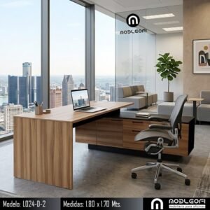 Mobleofi, Escritorio ejecutivo moderno minimalista, con cajones, multifucional, con doble cajonera, 2 cajones papeleros y 2 cajones archiveros