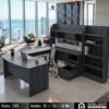 MOBLEOFI, Conjunto Escritorio ejecutivo con librero, estación de trabajo para gerentes, diseño moderno, con cajonera archivero MOBLEOFI, Conjunto Escritorio ejecutivo con librero, estación de trabajo para gerentes, diseño moderno, con cajonera archivero