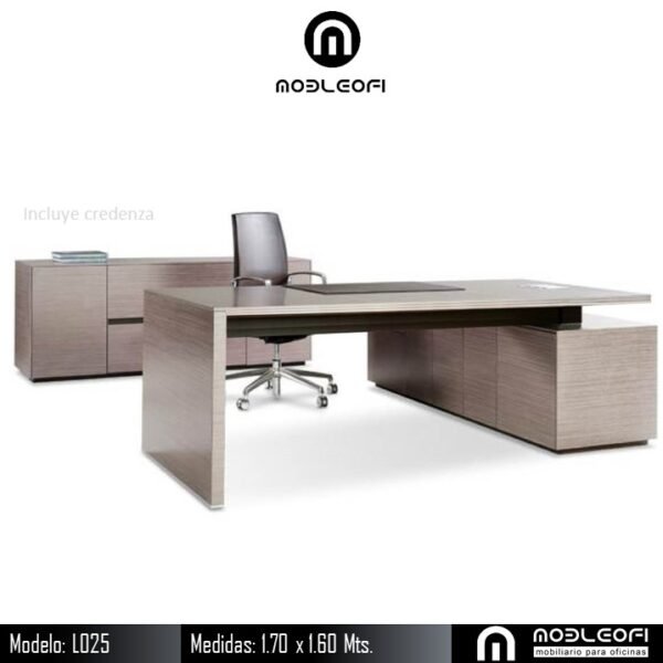 Mobleofi | Conjunto directivo. Escritorio ejecutivo Modelo L025, para casa u oficina.