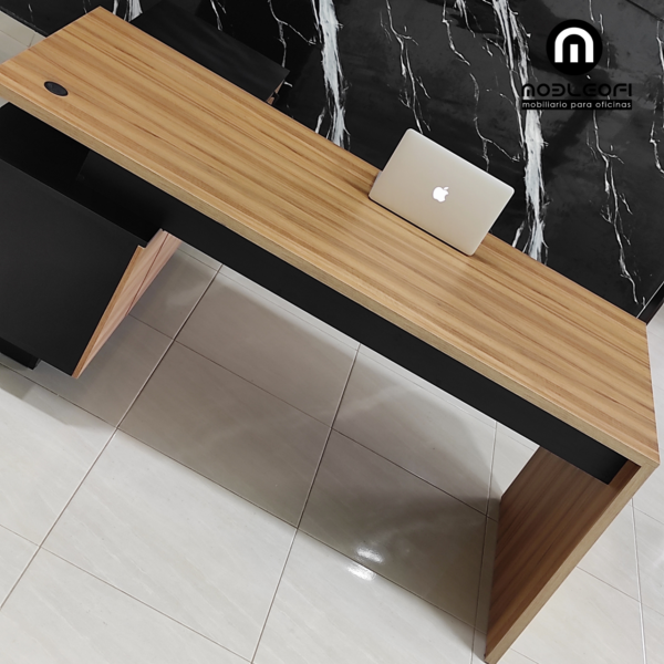 Escritorio moderno y minimalista, con doble cajonera en credenza, ID: L024-D-2