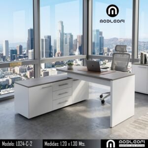 Mobleofi, Escritorio ejecutivo moderno minimalista, con cajones, multifucional Mobleofi, Escritorio ejecutivo moderno minimalista, con cajones, multifucional