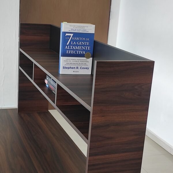 Escritorio completo en forma de U, con librero y repisa, para casa u oficina. C001