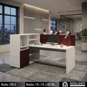 MobleOfi, Escritorio con Librero para recepción, Modelo L001-1