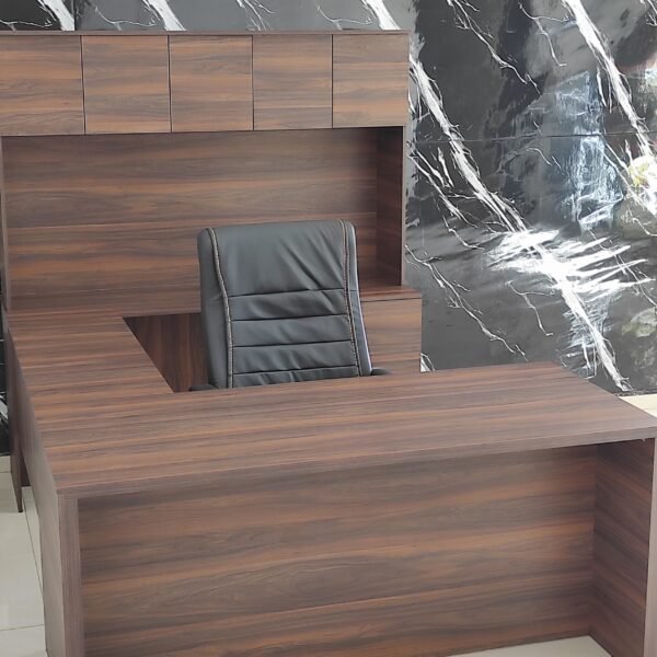 Escritorio ejecutivo, en forma de U, con cajones y librero, para casa u oficina, ID: C004