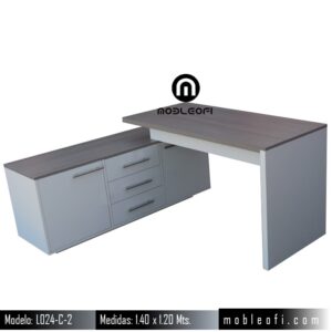 Mobleofi, Escritorio ejecutivo moderno minimalista, con cajones, multifucional