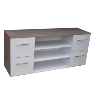 Cajonera alargada con 4 cajones archiveros y 2 repisas