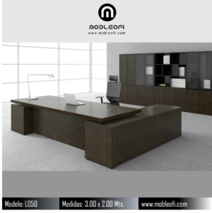 MOBLEOFI, Escritorio moderno minimalista ejecutivo para casa o la oficina muy grande y cómodo incluye libreros modernos